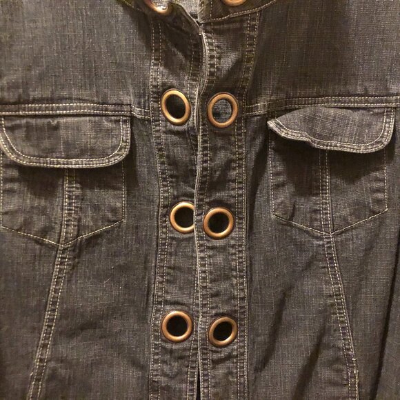 A.M.I. Women's 3X Dark Wash Denim Jacket Grommets 3/4 Sleeve - Picture 4 of 11